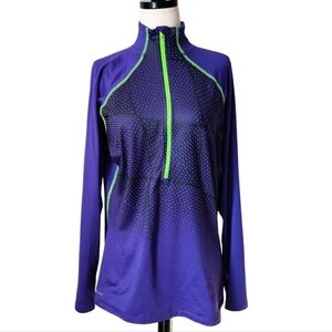 NIKE Pro Top XL Quarter Zip Long Sleeve Purple Green Athletic Pullover